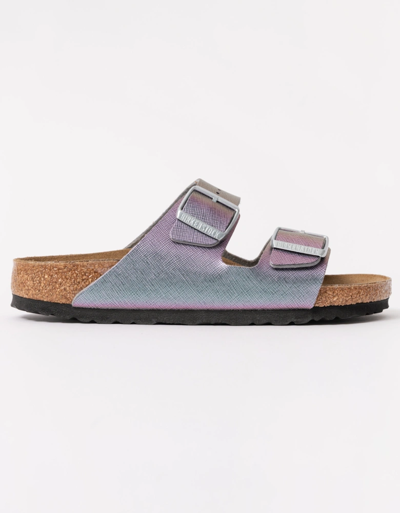 Embossed Birko-Flor Womens Sandals - Saffiano Iridescent Viola