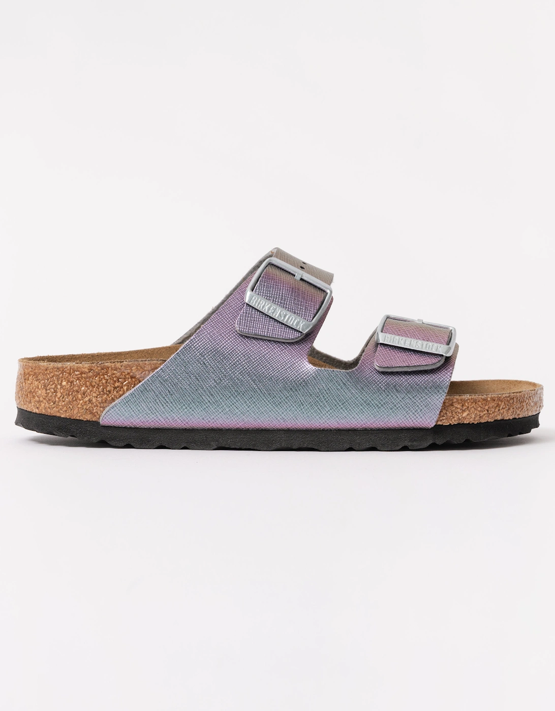 Embossed Birko-Flor Womens Sandals - Saffiano Iridescent Viola