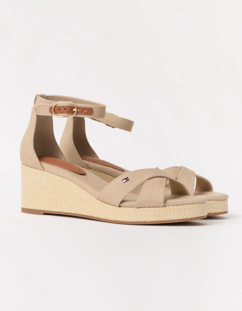 Criss-Cross Womens Wedge Espadrille - Horseradish