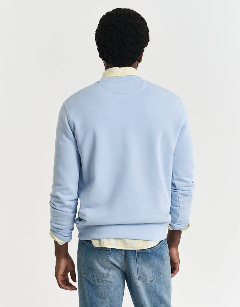 Mens Regular Fit Shield Logo Crew Neck Sweatshirt - 457 Fresh Blue