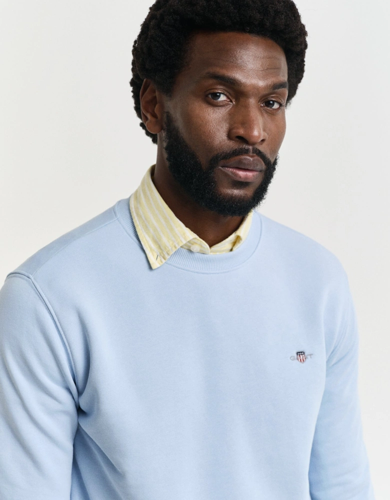 Mens Regular Fit Shield Logo Crew Neck Sweatshirt - 457 Fresh Blue
