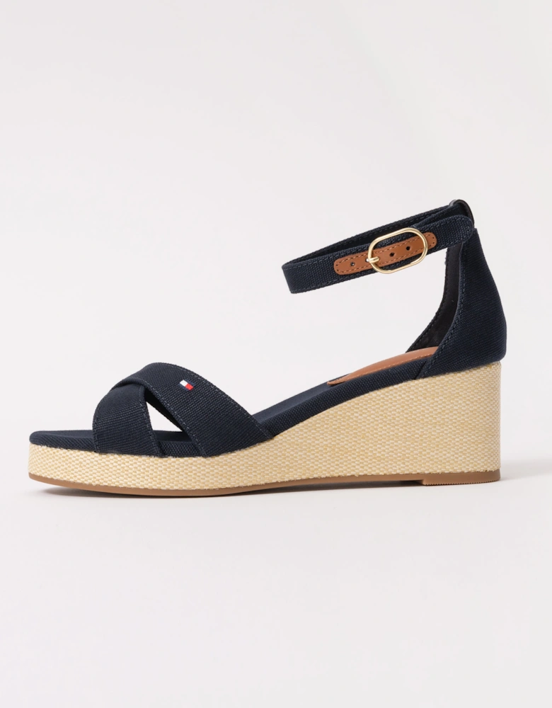 Criss-Cross Womens Wedge Espadrille - Space Blue