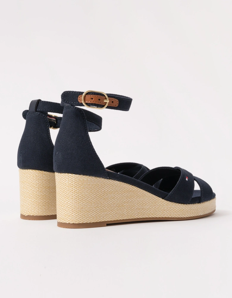 Criss-Cross Womens Wedge Espadrille - Space Blue