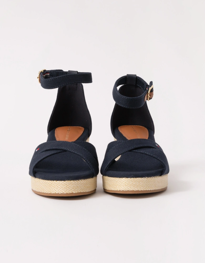 Criss-Cross Womens Wedge Espadrille - Space Blue