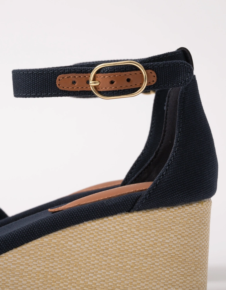 Criss-Cross Womens Wedge Espadrille - Space Blue