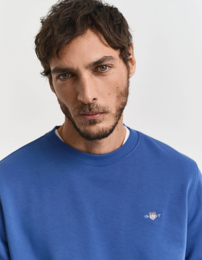 Mens Regular Fit Shield Logo Crew Neck Sweatshirt - 407 Rich Blue