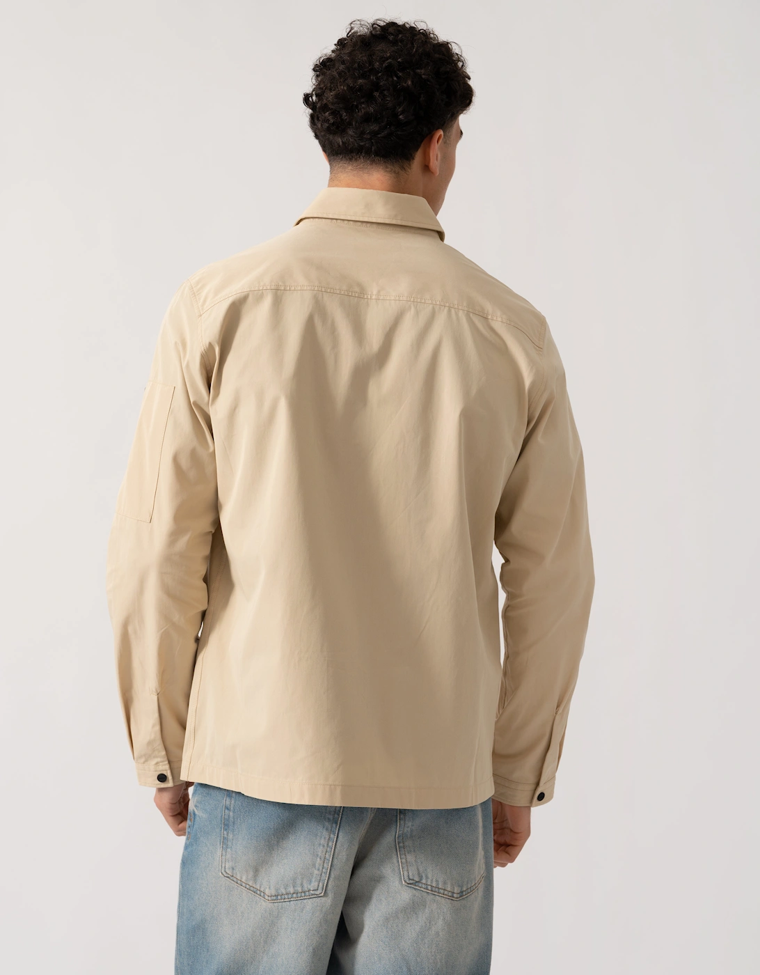 HUGO Emmond Mens Zip Overshirt - Open Beige 285