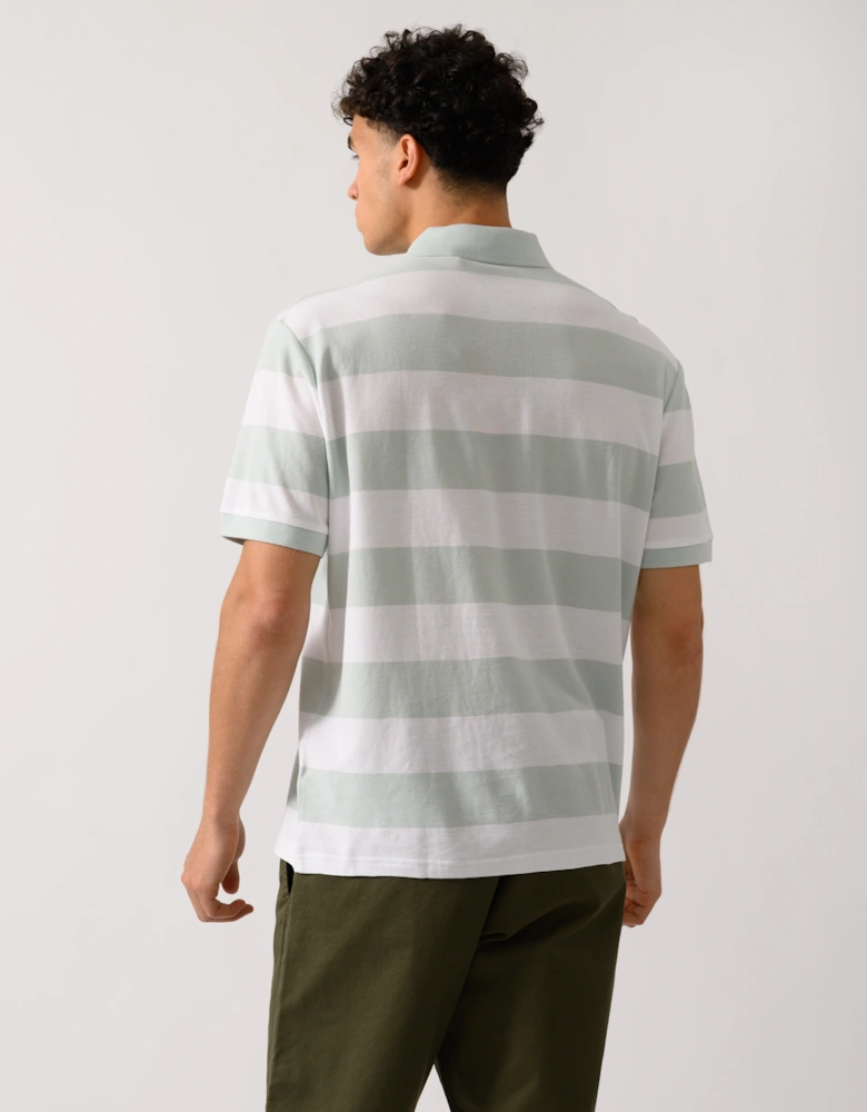 BOSS Orange Pales Stripe Mens Relaxed-Fit Cotton Piqué Polo Shirt with Horizontal Stripes - White 100
