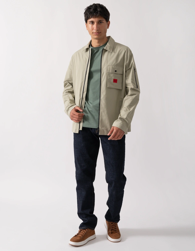 HUGO Emmond Mens Zip Overshirt - Open Green 391