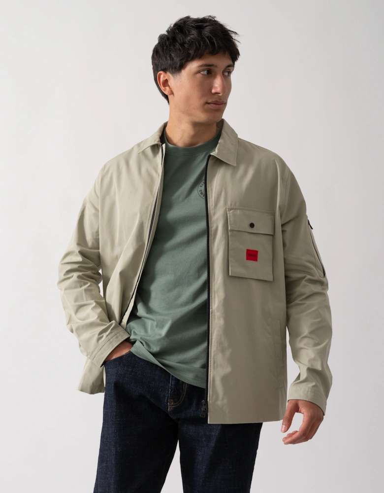 HUGO Emmond Mens Zip Overshirt - Open Green 391