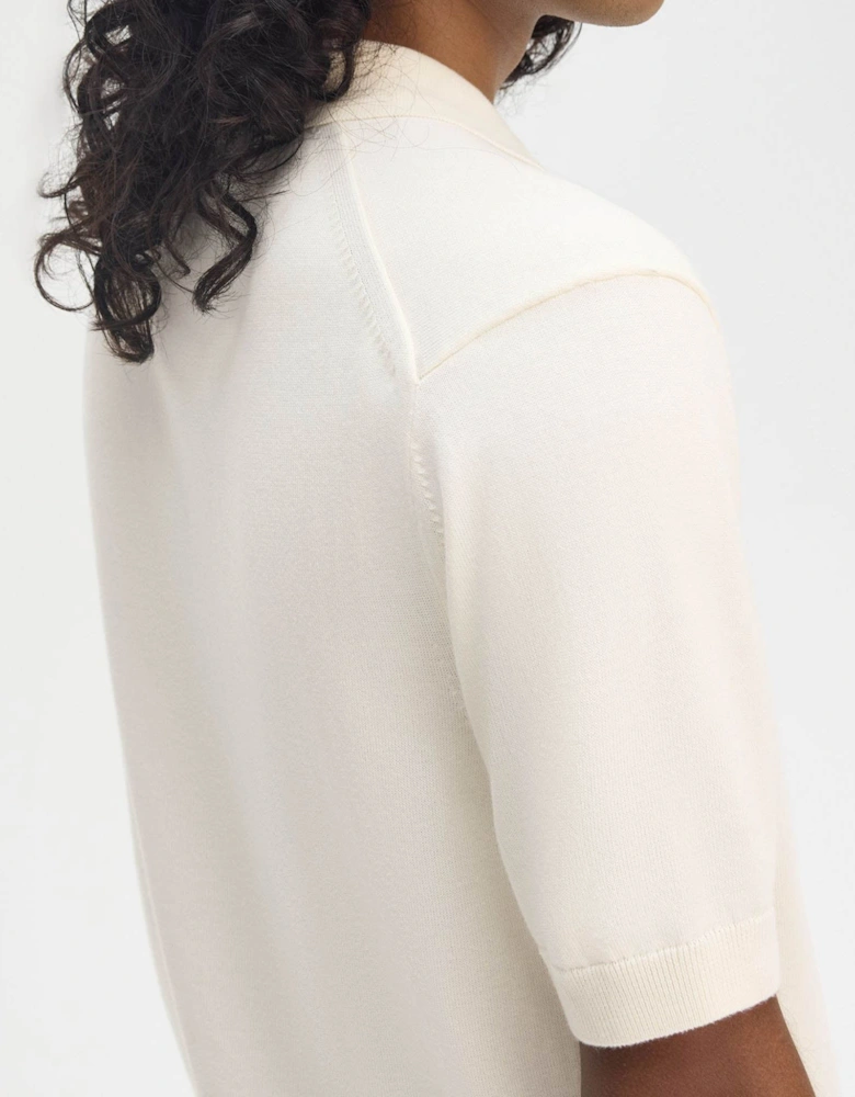 Mens Cotton Knitted Shirt - Ecru 560