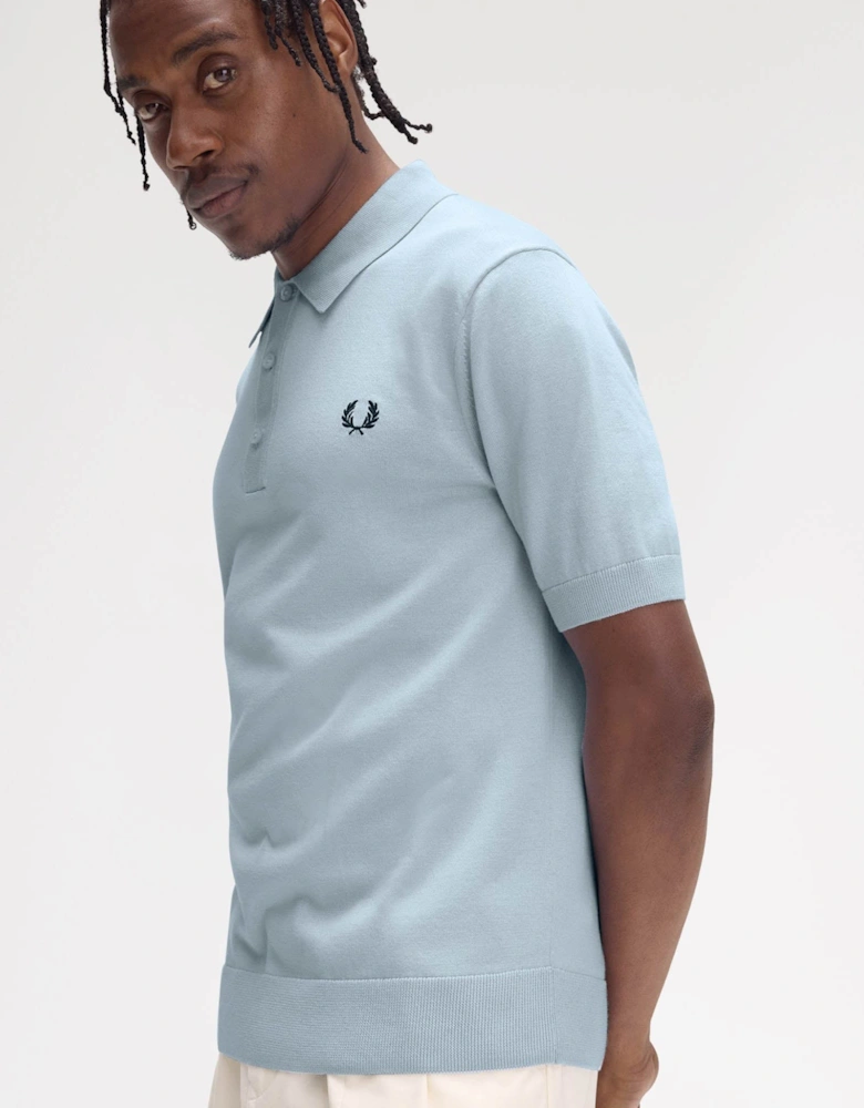 Mens Cotton Knitted Shirt - Light Smoke 146
