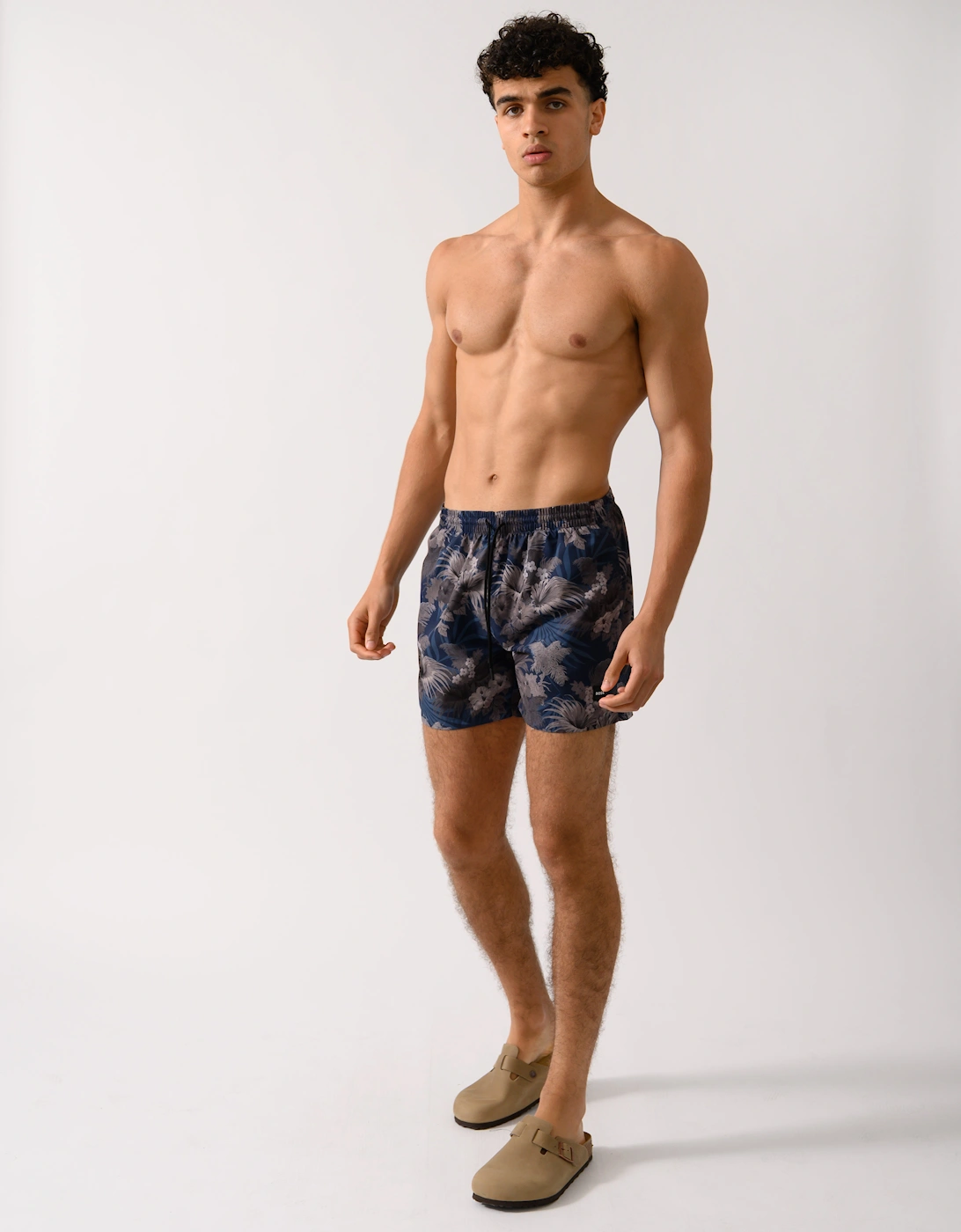 BOSS Orange Piranha Mens Tropical Print Quick-Drying Swim Shorts - Medium Brown 210