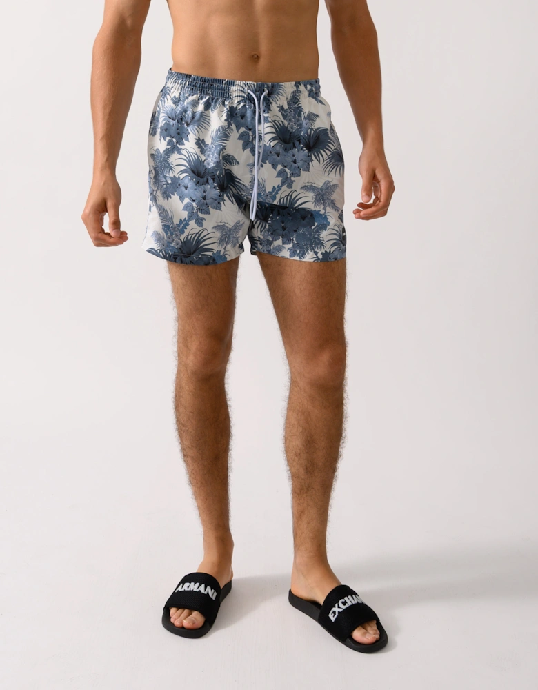 BOSS Orange Piranha Mens Tropical Print Quick-Drying Swim Shorts - Open Blue 483