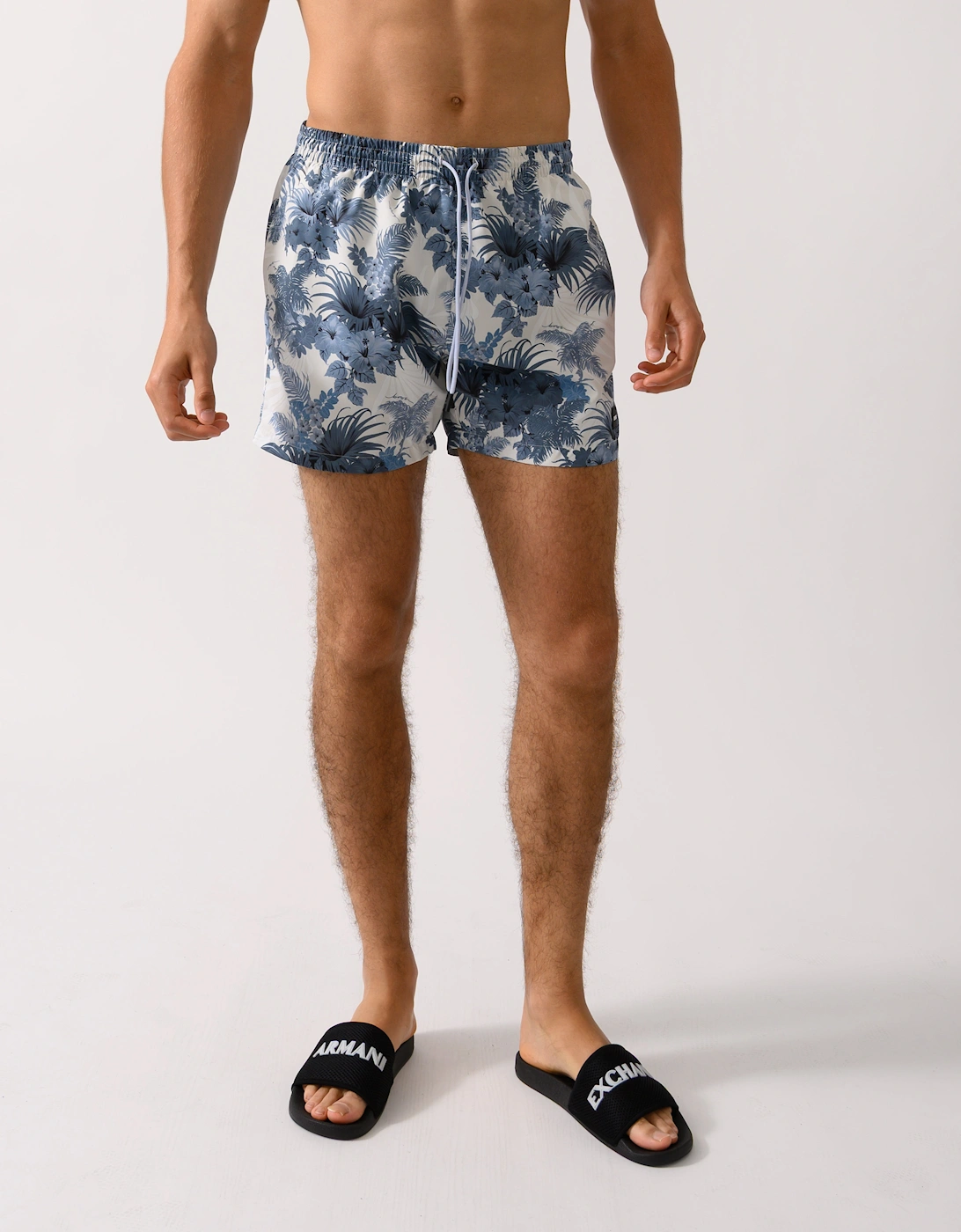 BOSS Orange Piranha Mens Tropical Print Quick-Drying Swim Shorts - Open Blue 483