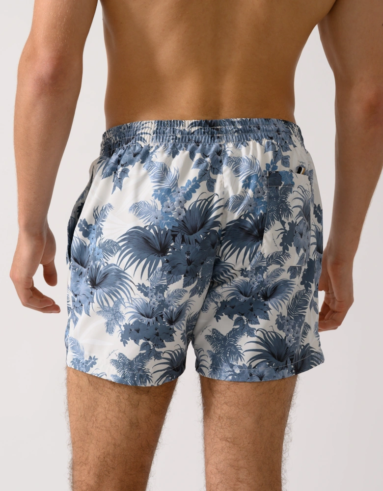 BOSS Orange Piranha Mens Tropical Print Quick-Drying Swim Shorts - Open Blue 483