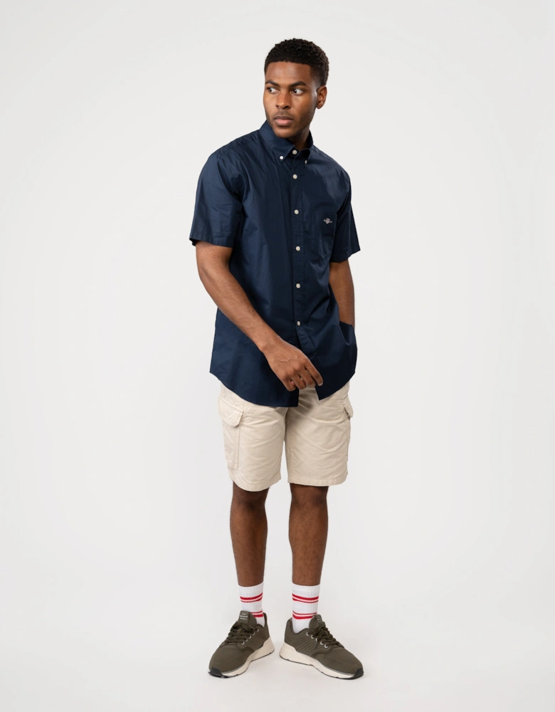 Mens Regular Fit Short Sleeve Poplin Shirt - 410 Marine