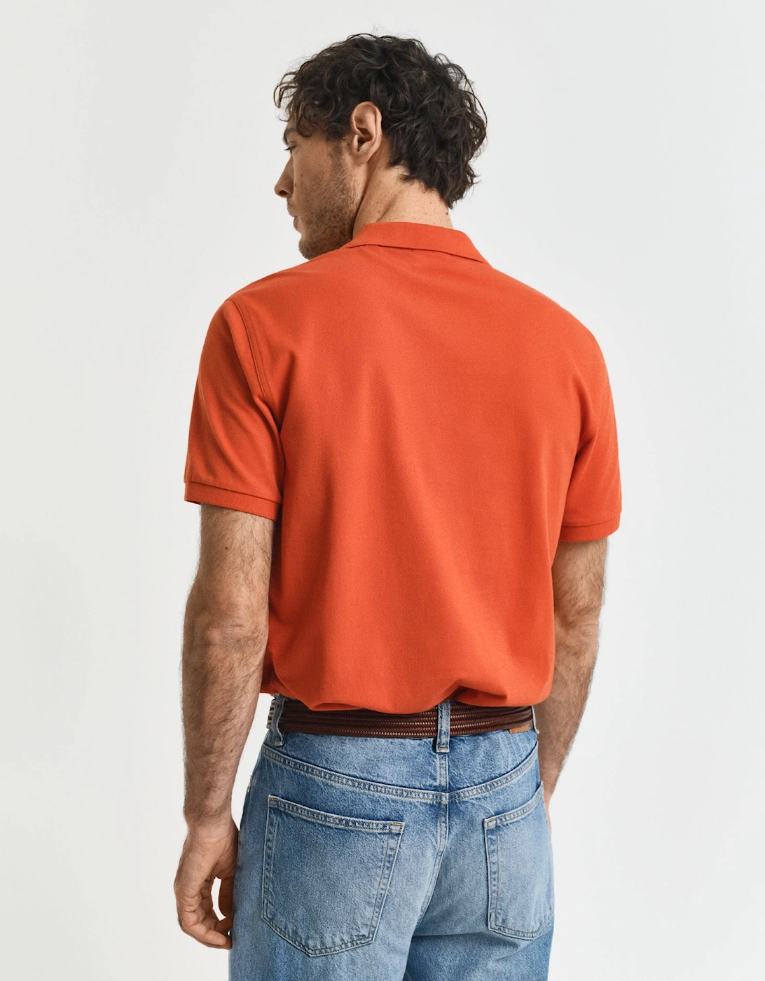 Mens Regular Fit Short Sleeve Shield Logo Pique Polo - 845 Deep Orange