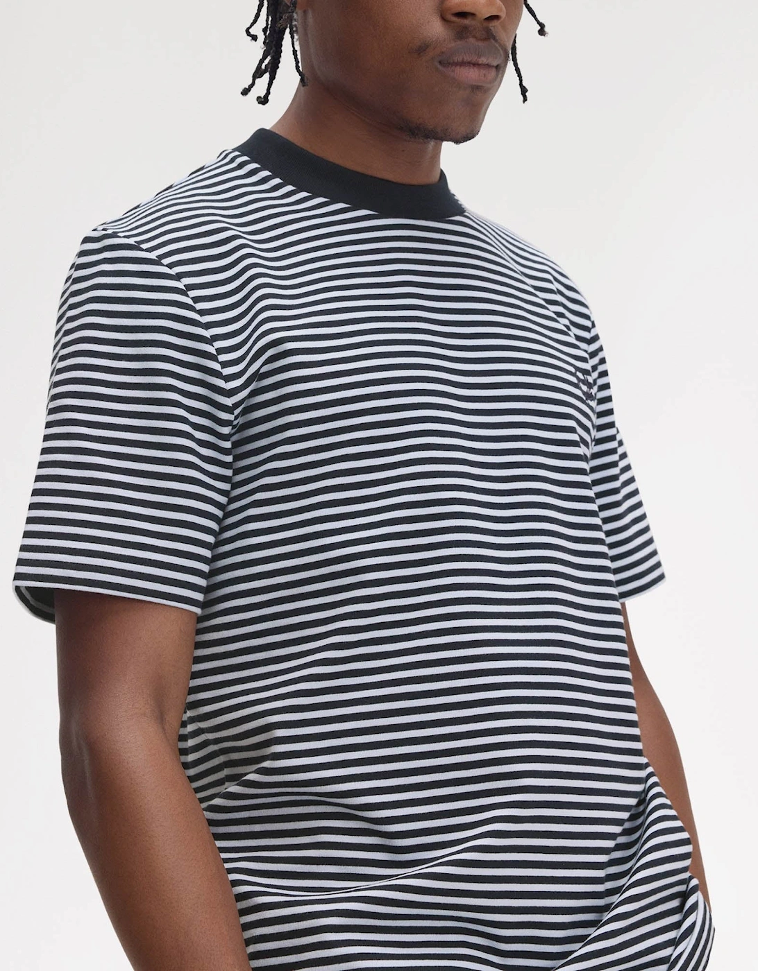 Mens Fine Stripe Heavyweight T-Shirt - Navy 608
