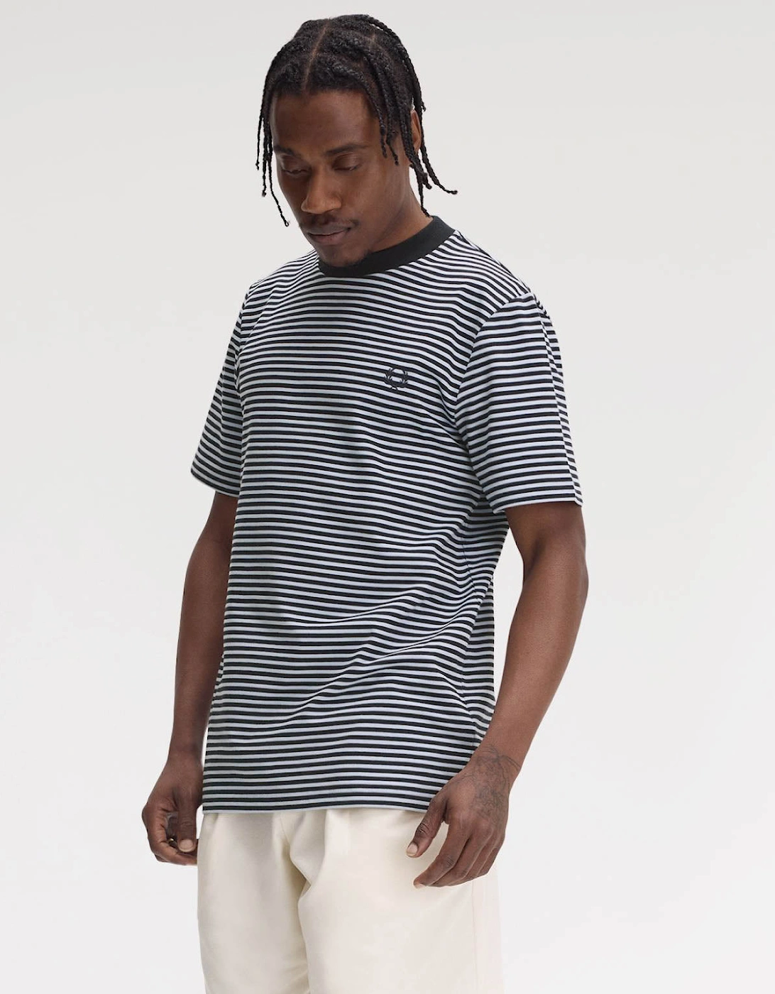Mens Fine Stripe Heavyweight T-Shirt - Navy 608