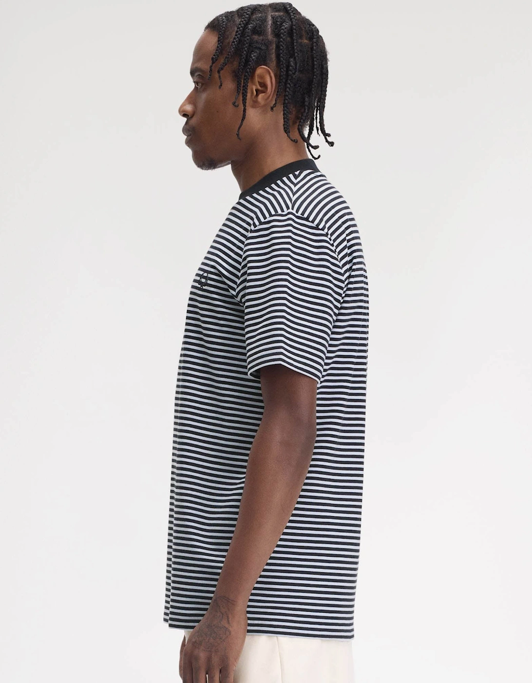 Mens Fine Stripe Heavyweight T-Shirt - Navy 608
