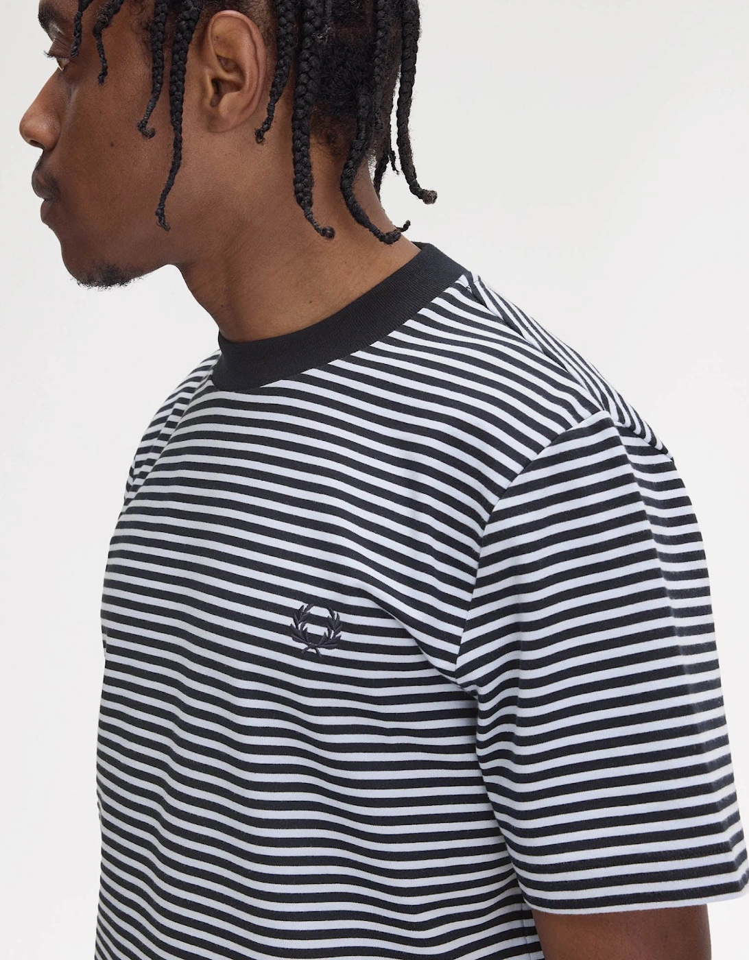 Mens Fine Stripe Heavyweight T-Shirt - Navy 608