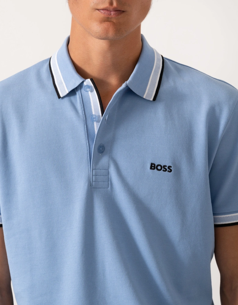 BOSS Green Paddy Contrast Mens Polo - Bright Blue 430