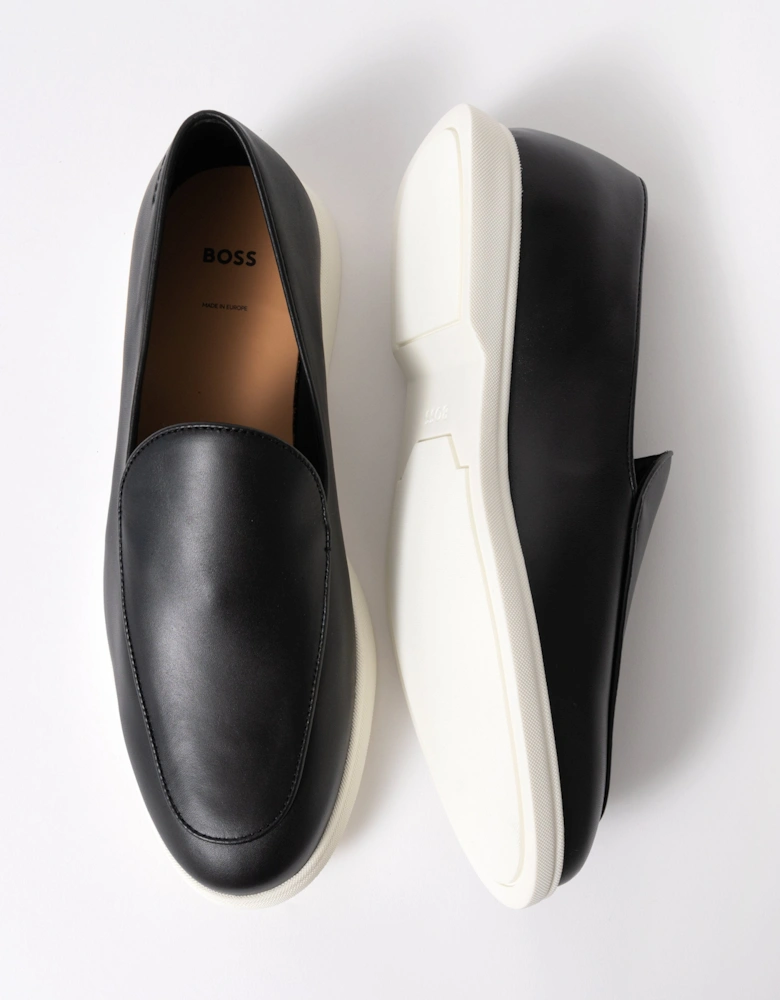 BOSS Orange Sienne Mens Italian Leather Loafers - Black 001