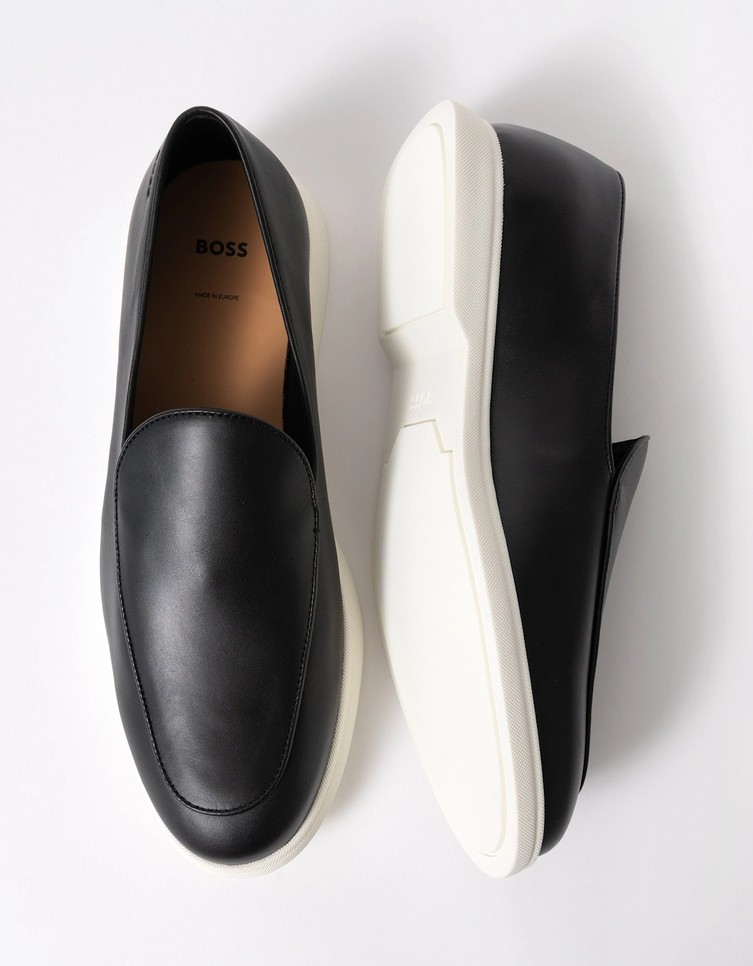 BOSS Orange Sienne Mens Italian Leather Loafers - Black 001