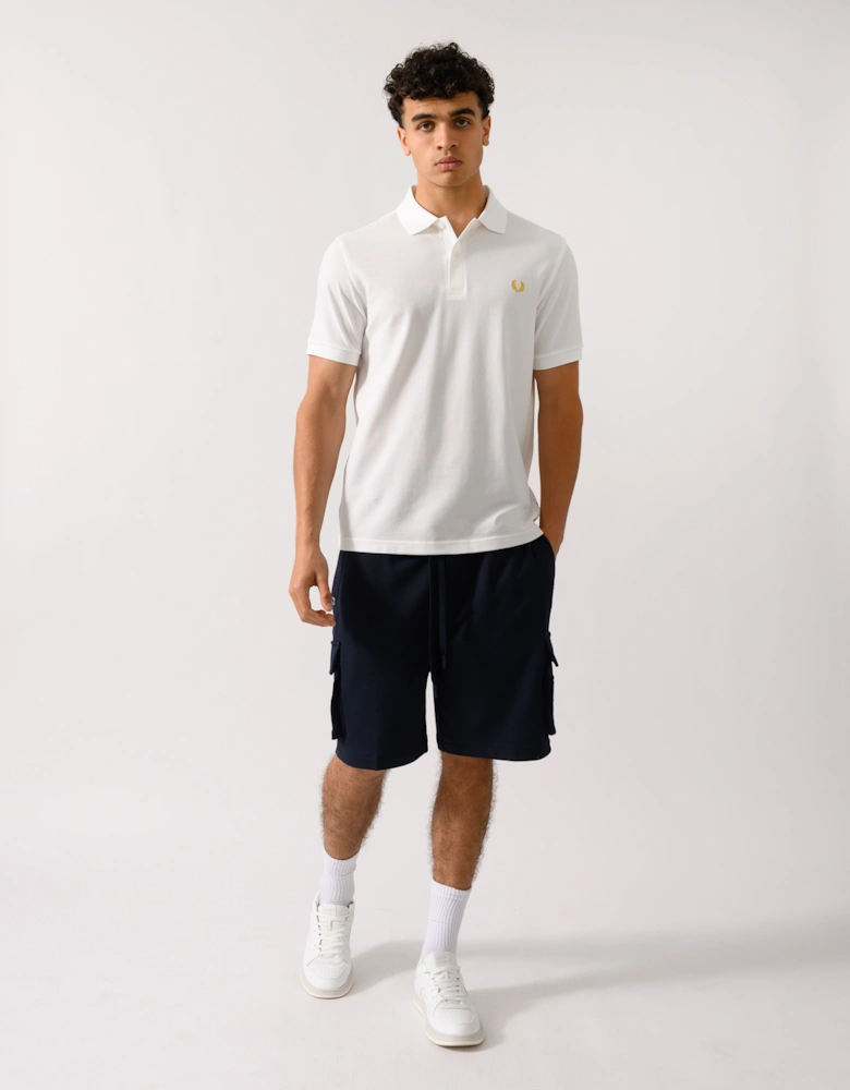 Mens Plain Signature Polo Shirt - Snow White/Honeycomb Y53
