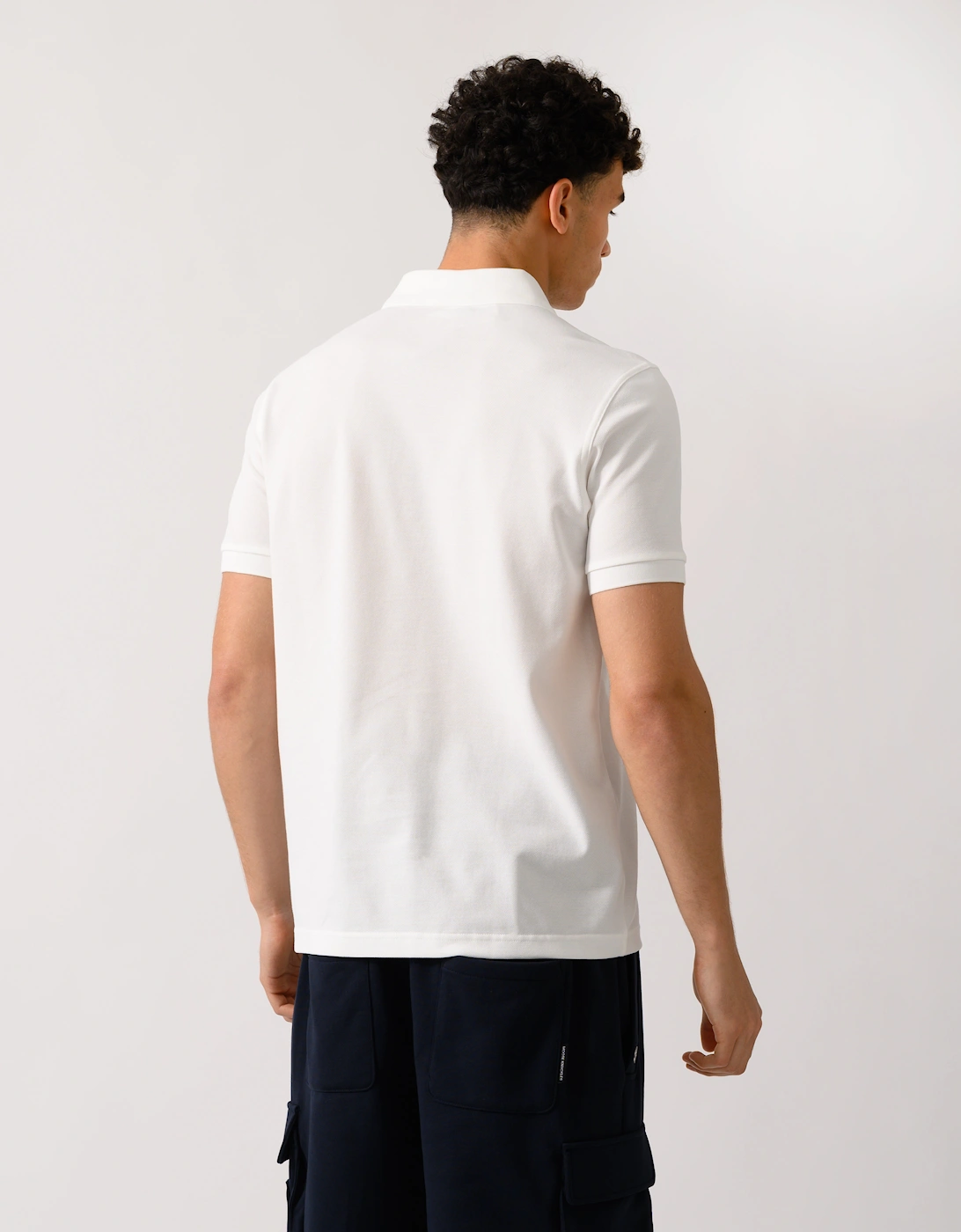 Mens Plain Signature Polo Shirt - Snow White/Honeycomb Y53