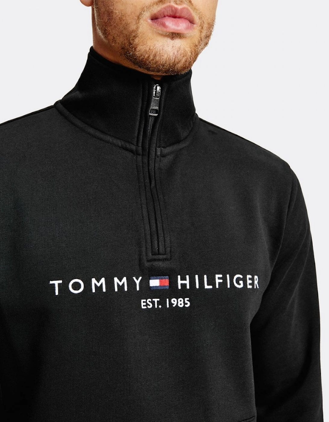 Tommy Logo Mockneck Mens Sweatshirt - Black