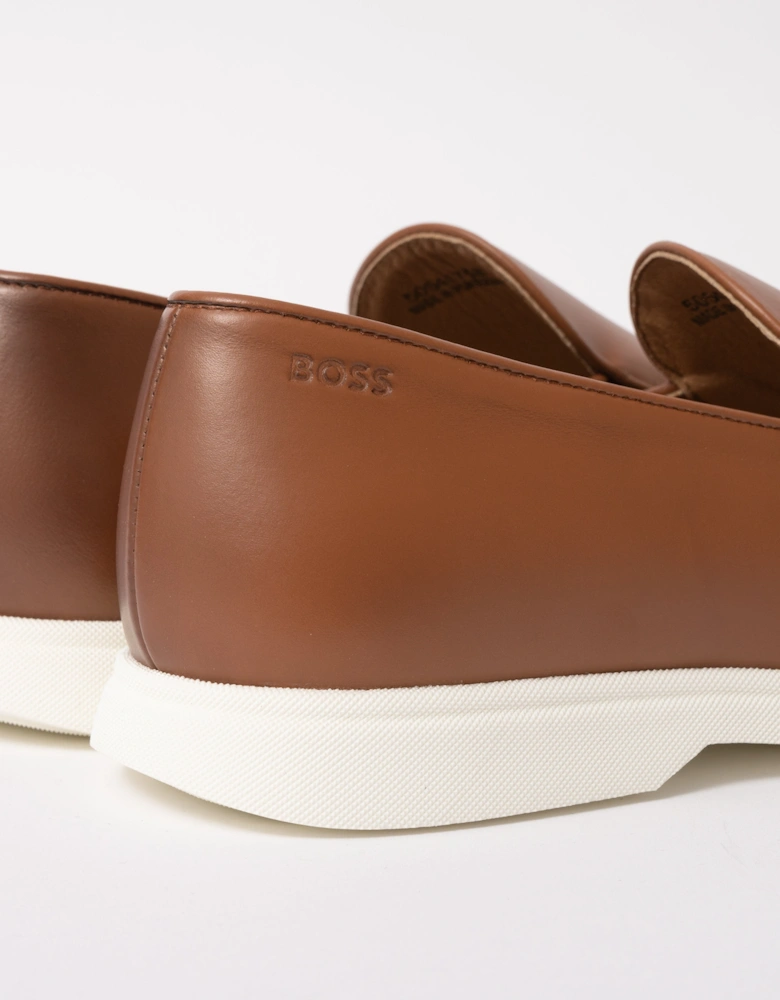 BOSS Orange Sienne Mens Italian Leather Loafers - Medium Brown 210