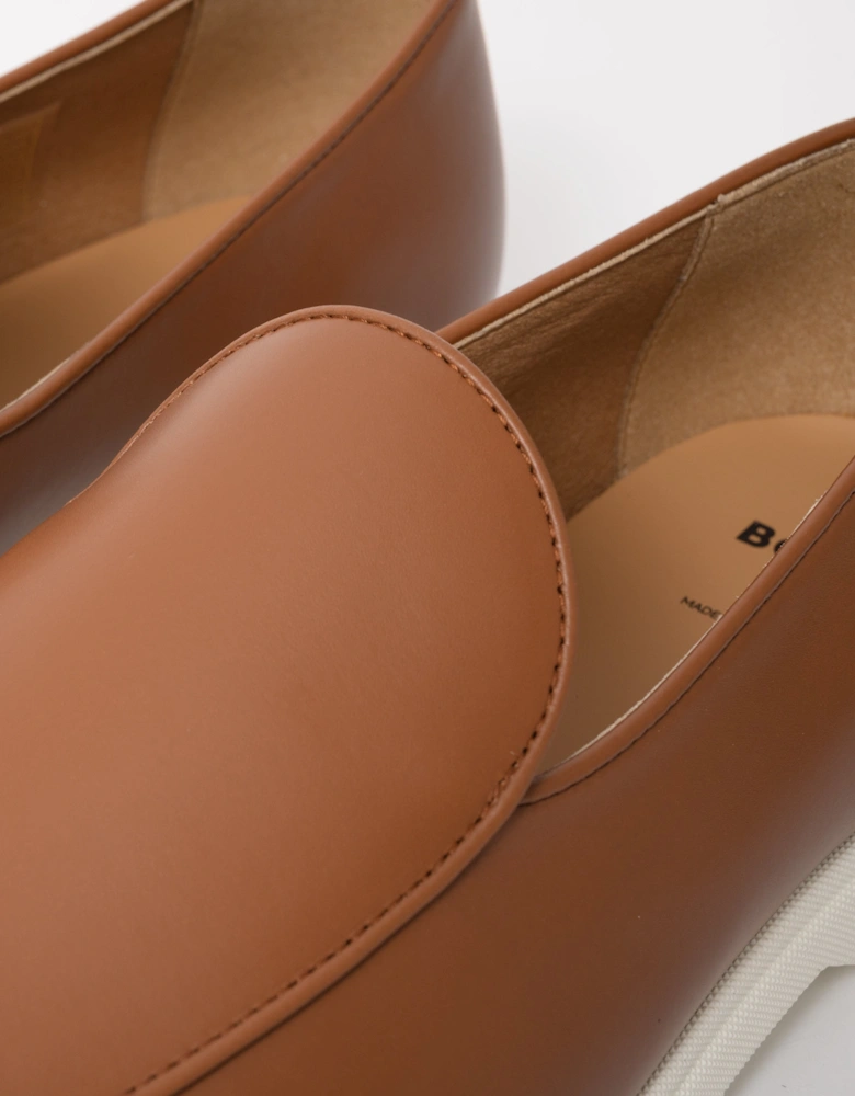 BOSS Orange Sienne Mens Italian Leather Loafers - Medium Brown 210
