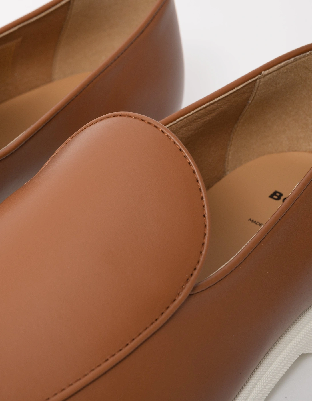 BOSS Orange Sienne Mens Italian Leather Loafers - Medium Brown 210