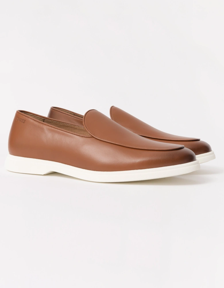 BOSS Orange Sienne Mens Italian Leather Loafers - Medium Brown 210