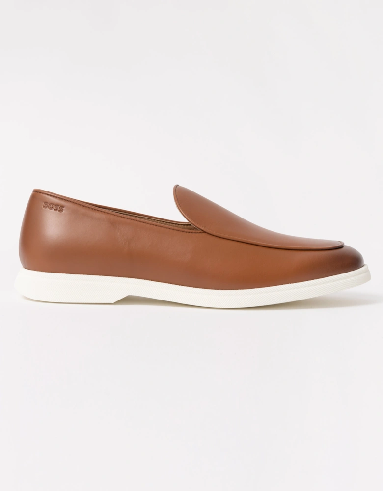 BOSS Orange Sienne Mens Italian Leather Loafers - Medium Brown 210