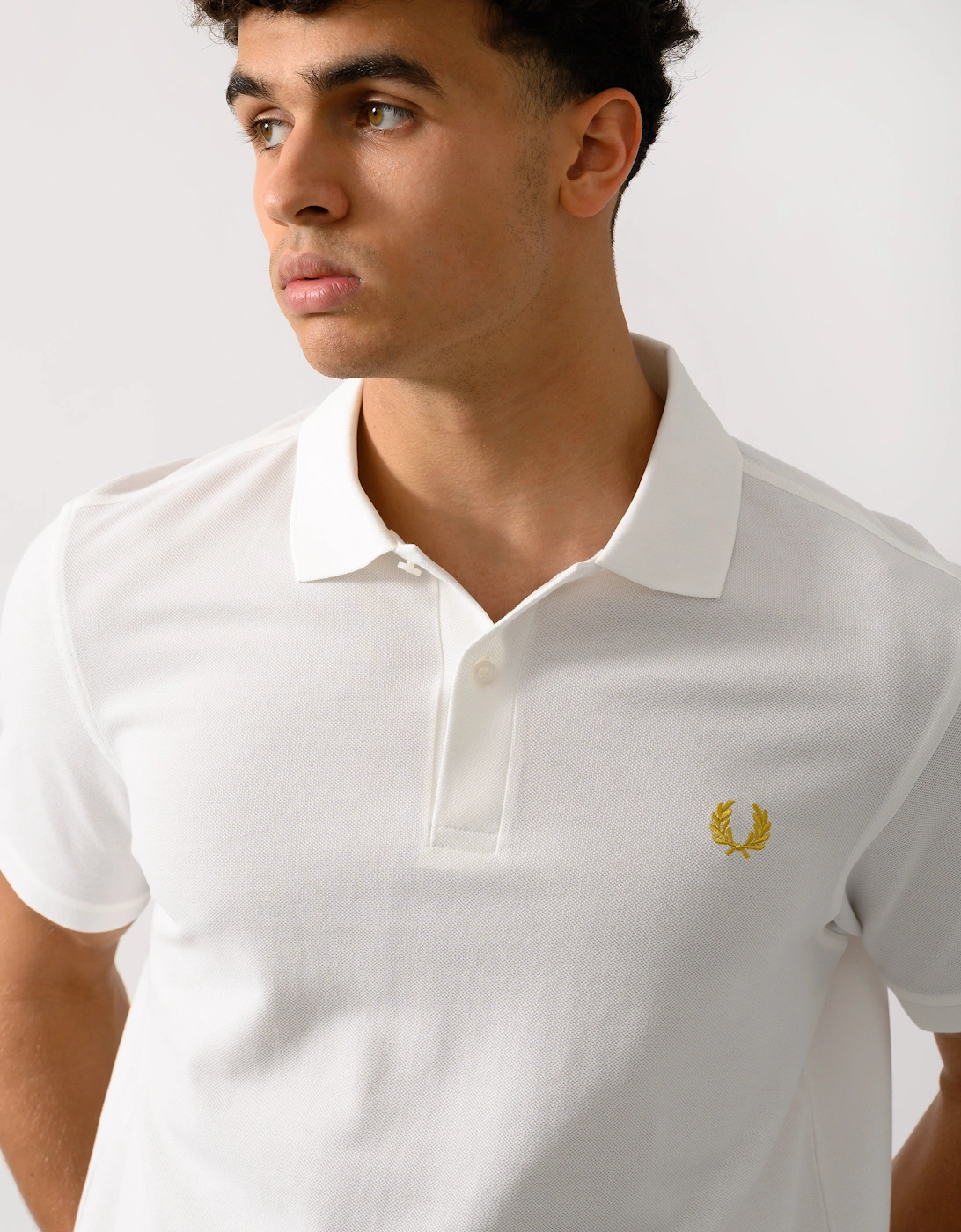 Mens Plain Signature Polo Shirt - Snow White/Honeycomb Y53