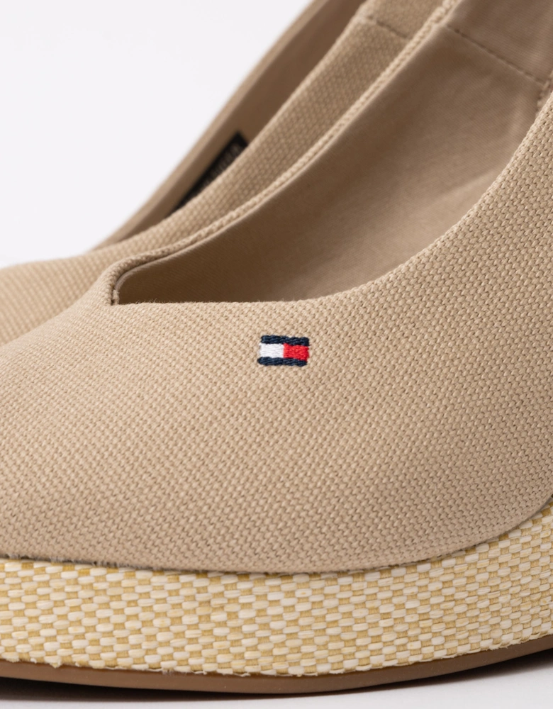 Womens Flag Slingback Wedge  Espadrille - Horseradish