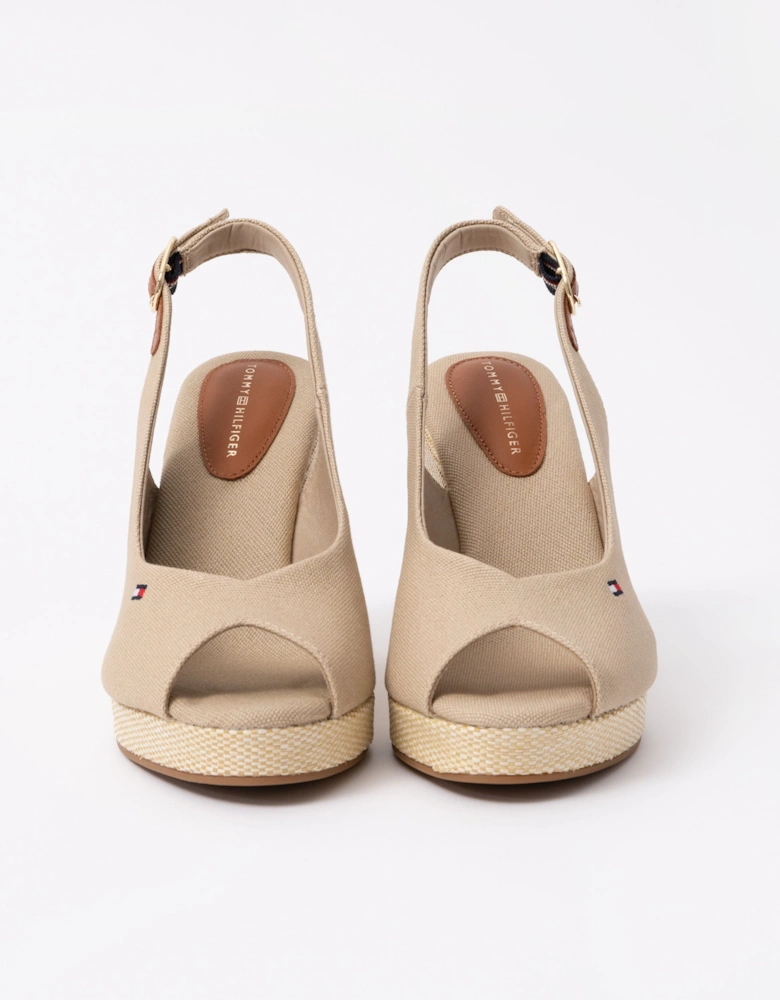Womens Flag Slingback Wedge  Espadrille - Horseradish