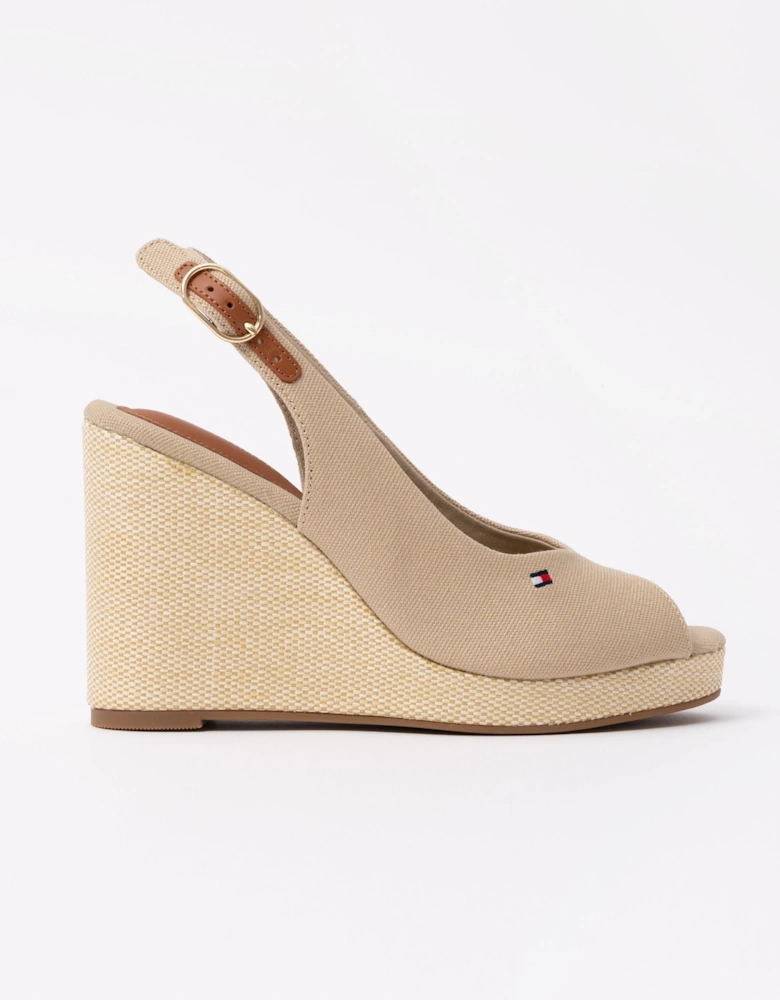 Womens Flag Slingback Wedge  Espadrille - Horseradish