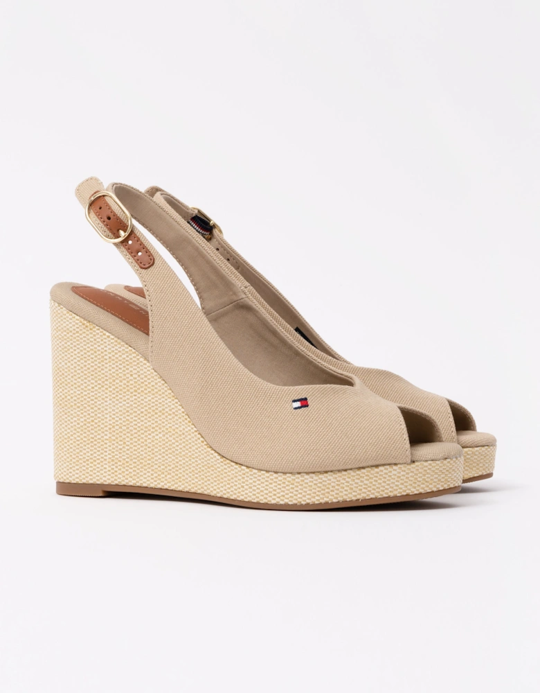 Womens Flag Slingback Wedge  Espadrille - Horseradish