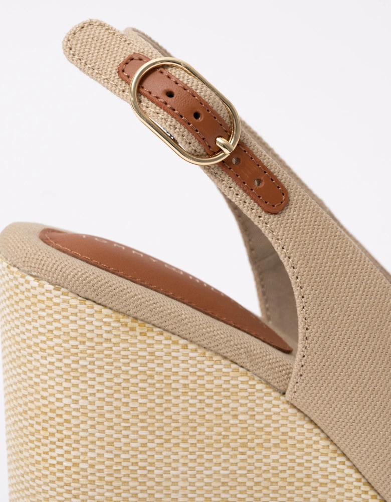 Womens Flag Slingback Wedge  Espadrille - Horseradish