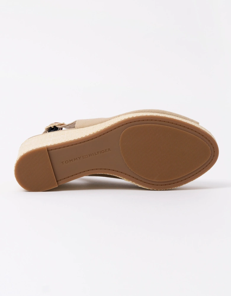 Womens Flag Slingback Wedge  Espadrille - Horseradish