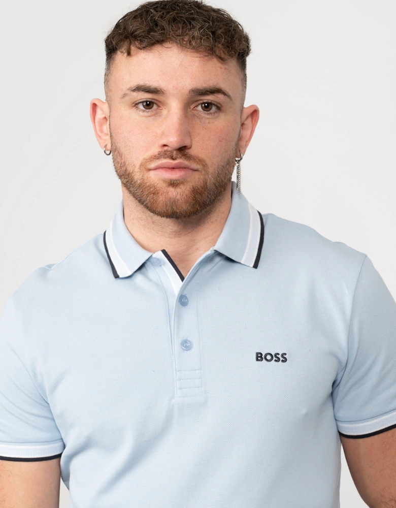 BOSS Green Paddy Contrast Mens Polo NOS - Bright Blue 450