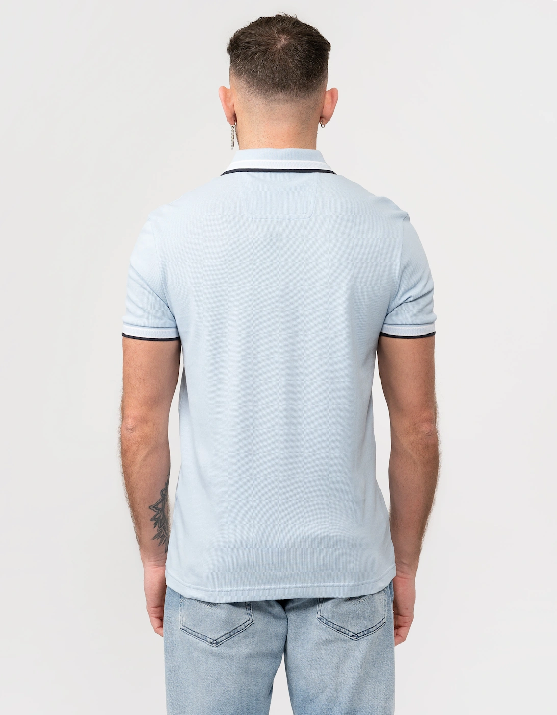 BOSS Green Paddy Contrast Mens Polo NOS - Bright Blue 450