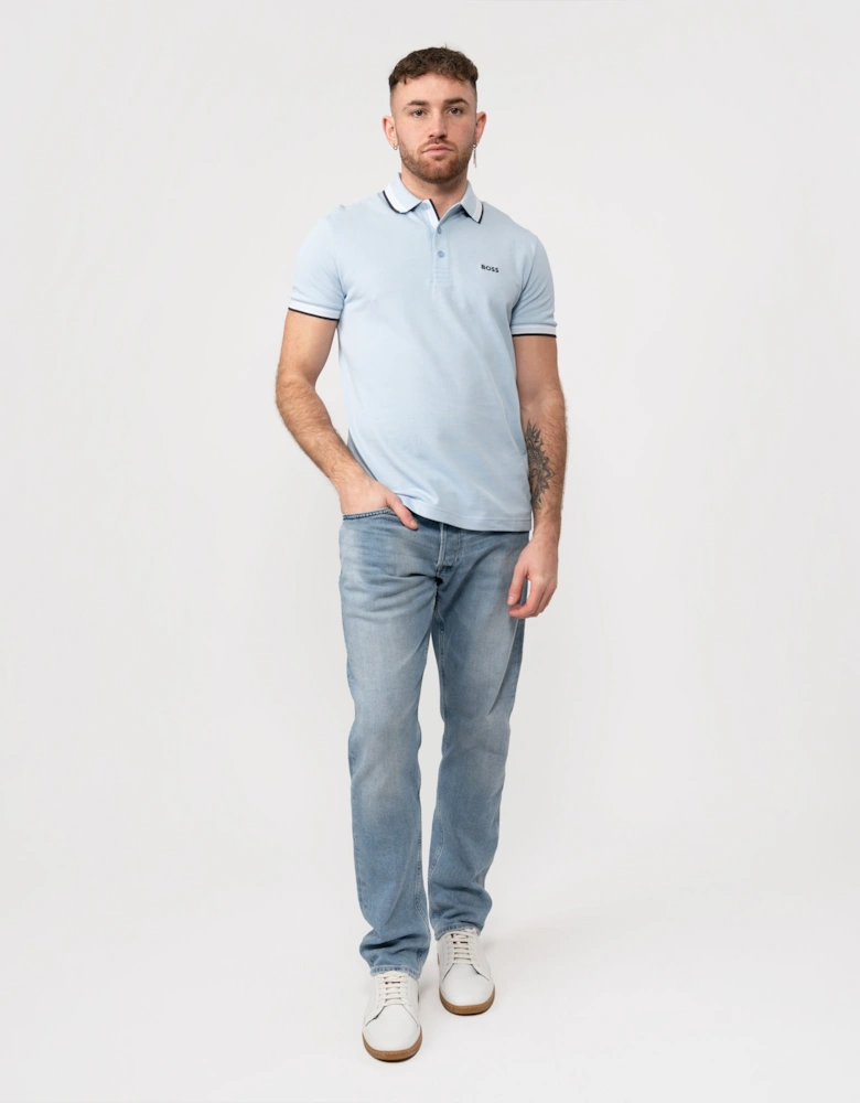 BOSS Green Paddy Contrast Mens Polo NOS - Bright Blue 450