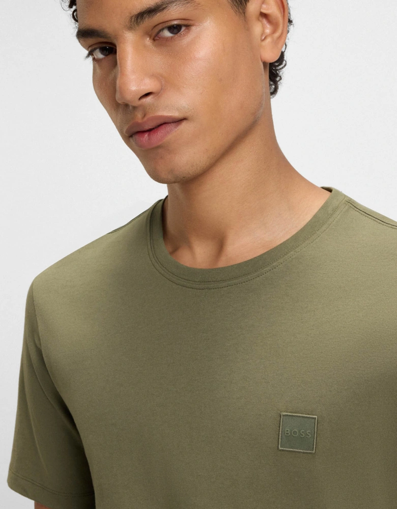 BOSS Orange Tales Mens Cotton-Jersey T-shirt With Logo Patch - Open Green 342