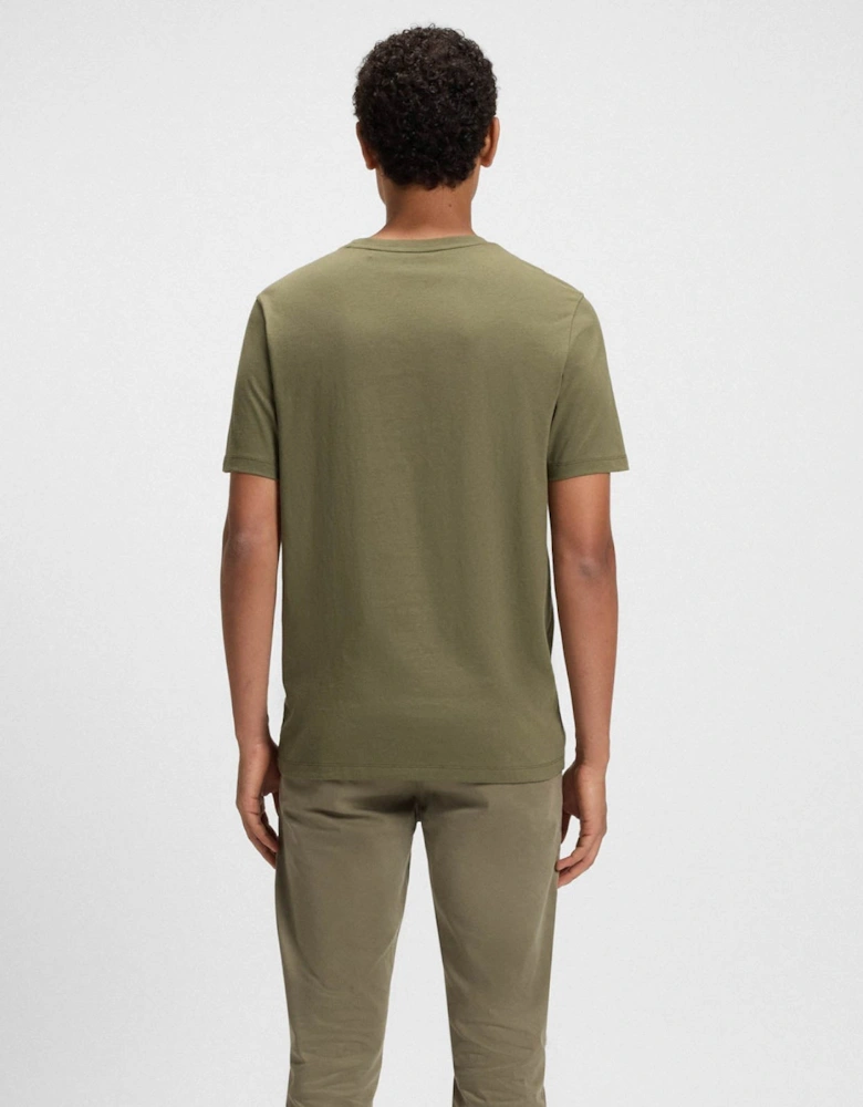 BOSS Orange Tales Mens Cotton-Jersey T-shirt With Logo Patch - Open Green 342