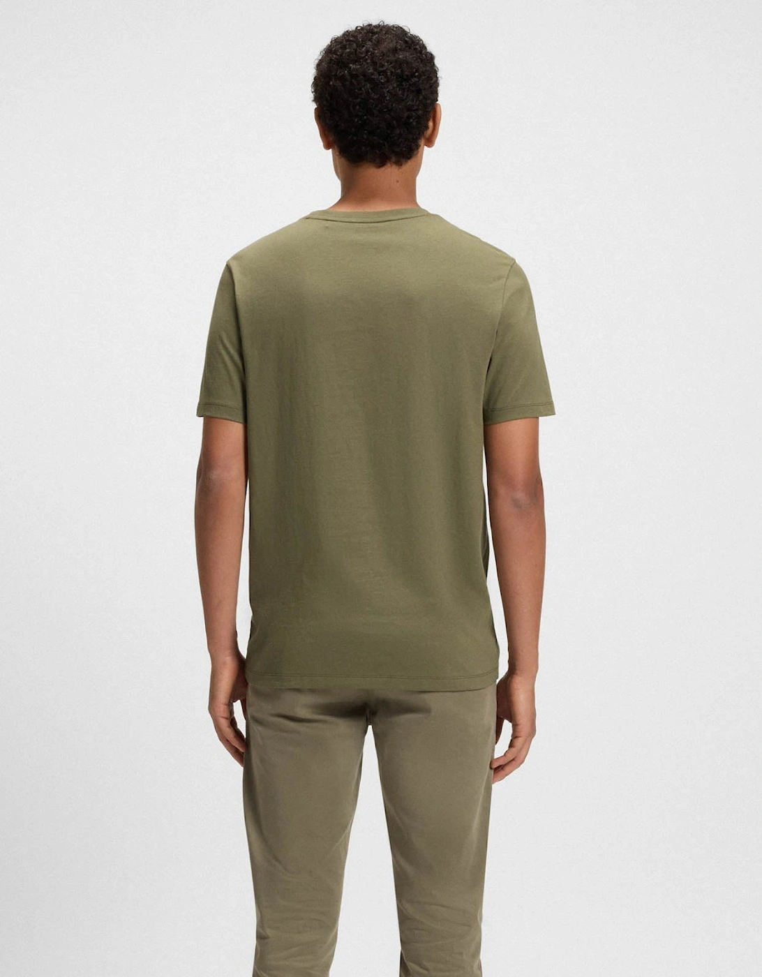 BOSS Orange Tales Mens Cotton-Jersey T-shirt With Logo Patch - Open Green 342